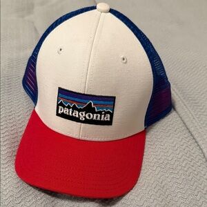 Patagonia White and Red Cap with Blue Mesh